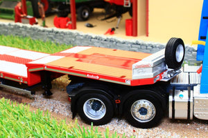 Mm1813-01 Marge Models Nooteboom Semi Low Loader Trailer In Red With Metal Grids Tractors And