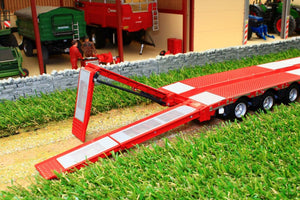 Mm1813-01 Marge Models Nooteboom Semi Low Loader Trailer In Red With Metal Grids Tractors And