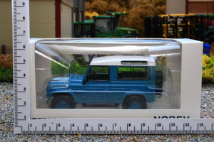 NOV845107 Norev 1:43 Scale Land Rover Defender 90 in Blue & White 1995