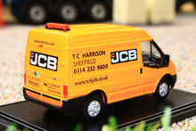 Load image into Gallery viewer,  OXFORD DIECAST 1:76 SCALE FORD TRANSIT SWB MEDIUM ROOF VAN WITH JCB LIVERY - REAR VIEW