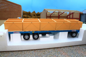 REP010 Replicagri Maupu Flat Bed Trailer in Blue with 10 Potato Boxes