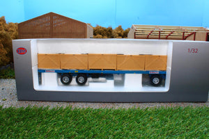 REP010 Replicagri Maupu Flat Bed Trailer in Blue with 10 Potato Boxes