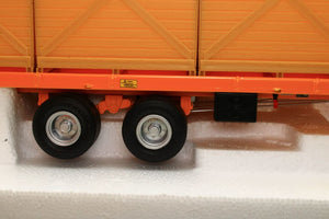 REP237 REPLICAGRI MAUPU FLAT BED TRAILER WITH 10 POTATO BOXES IN SPECIAL EDITION YELLOW