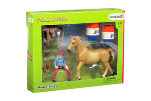 SL41417 Schleich Farm World Barrel Racing Set with Cow Girl