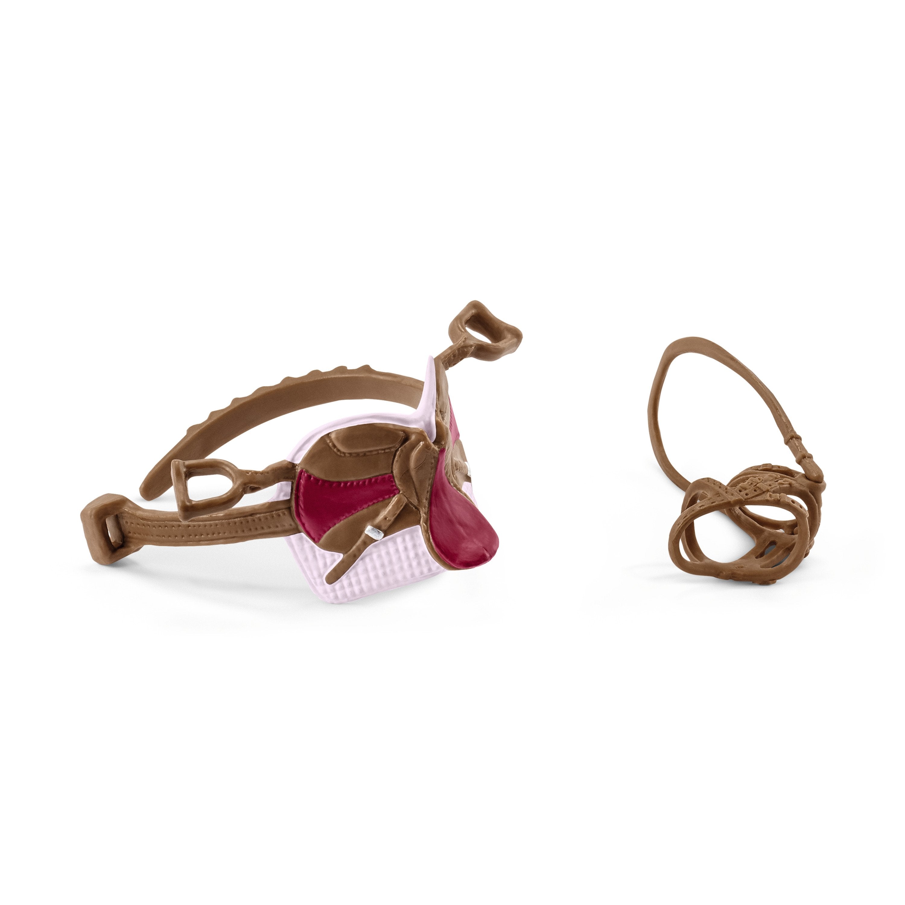 SL42490 Schleich Saddle and Bridle Pink Saddle Cloth Brushwood Toys