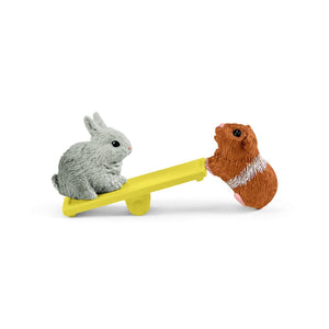 SL42500 Schleich Rabbit and Guinea Pig Hutch - animals with seesaw