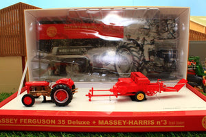 UH5238 UNIVERSAL HOBBIES MF 35 DELUX TRACTOR WITH MASSEY HARRIS NO3 BALER BOXED SET LTD EDITION