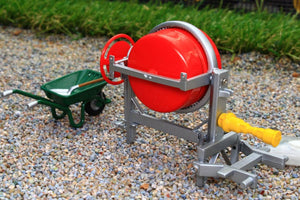 UH9623 UNIVERSAL HOBBIES 132 SCALE TRACTOR MOUNTED CONCRETE MIXER WITH WHEELBARROW AND TOOLS