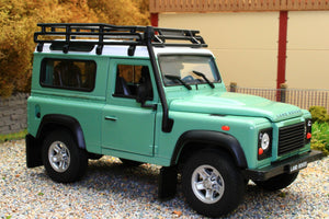 Wel22498Lg Welly 1:24 Scale Land Rover Defender 90 In Green With Roof Rack And Snorkel Tractors