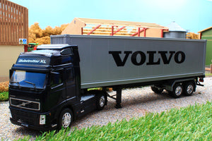 WEL32631 Welly Volvo Fh12 4x2 Lorry In Very Dark Blue With Grey Box Wagon Trailer