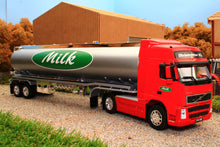 Load image into Gallery viewer, WEL32632RMT Welly 1:32 Scale Volvo FH12 Lorry Milk Tanker in Red and Silver