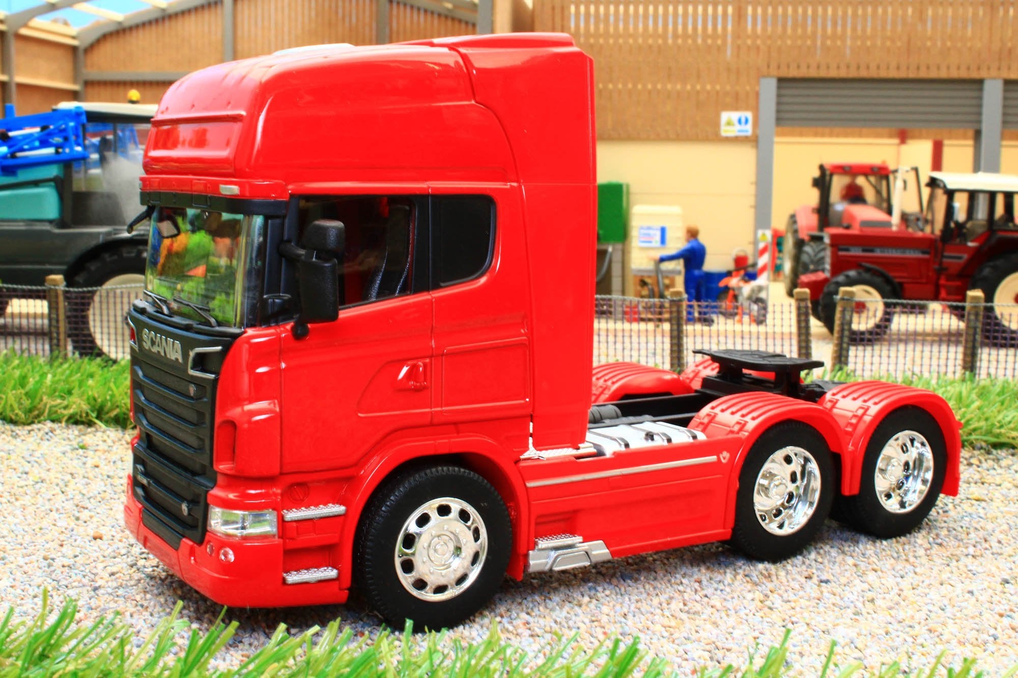 Welly Scania R730 V8 – Camion Semi-remorqueur Rouge, échelle 1/64, Métal, Remorque Amovible, 24 Cm