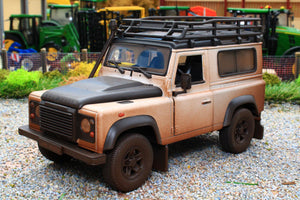 WWEL22498SP Weathered Welly 1:24 Scale Land Rover Defender 90 in White with roof rack and snorkel